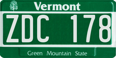 VT license plate ZDC178