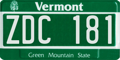 VT license plate ZDC181