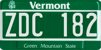 VT license plate ZDC182
