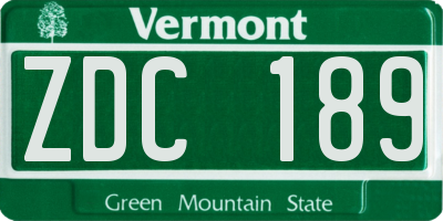 VT license plate ZDC189