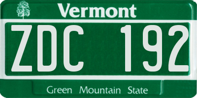 VT license plate ZDC192