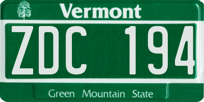 VT license plate ZDC194