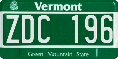 VT license plate ZDC196