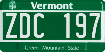 VT license plate ZDC197