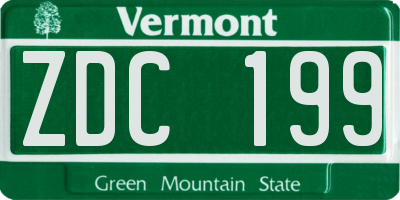 VT license plate ZDC199
