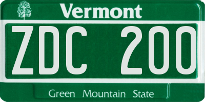 VT license plate ZDC200