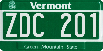 VT license plate ZDC201