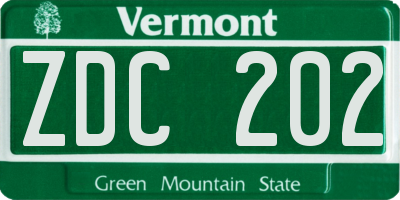 VT license plate ZDC202