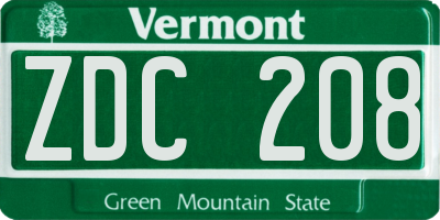 VT license plate ZDC208