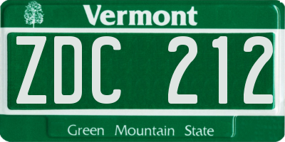 VT license plate ZDC212