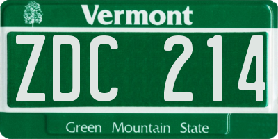 VT license plate ZDC214