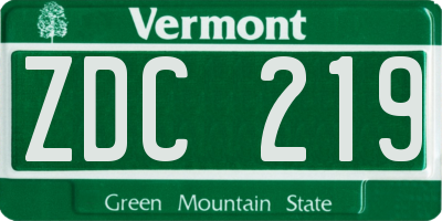 VT license plate ZDC219