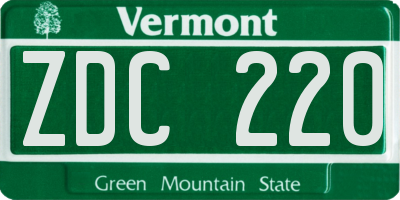 VT license plate ZDC220