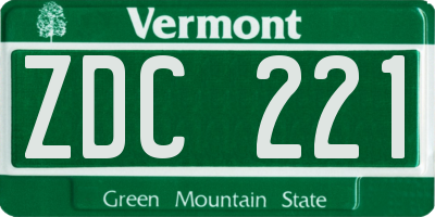 VT license plate ZDC221