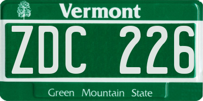 VT license plate ZDC226