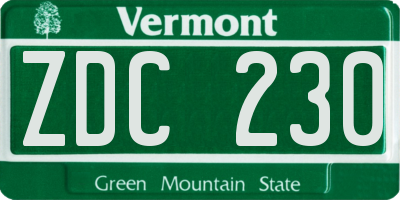 VT license plate ZDC230