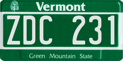 VT license plate ZDC231