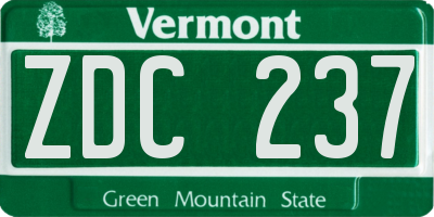 VT license plate ZDC237