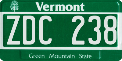 VT license plate ZDC238