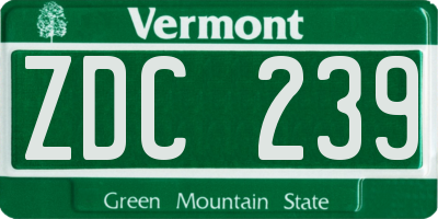 VT license plate ZDC239