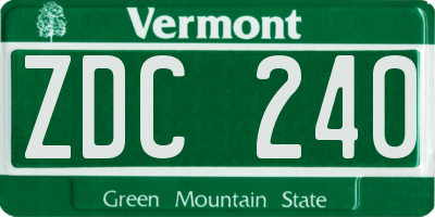 VT license plate ZDC240