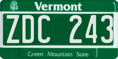 VT license plate ZDC243