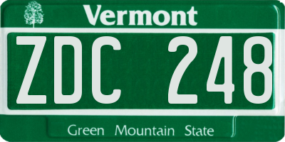 VT license plate ZDC248