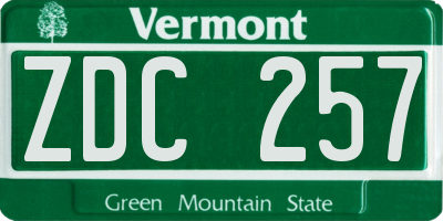 VT license plate ZDC257