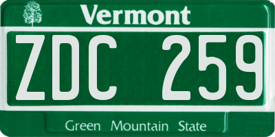 VT license plate ZDC259