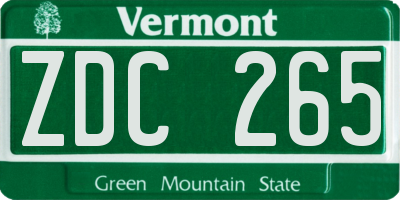 VT license plate ZDC265