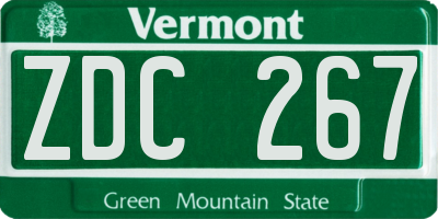 VT license plate ZDC267