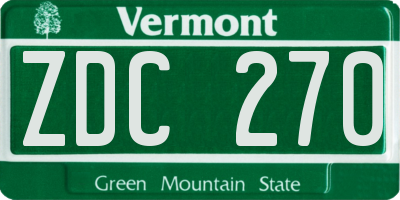 VT license plate ZDC270