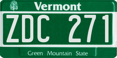 VT license plate ZDC271