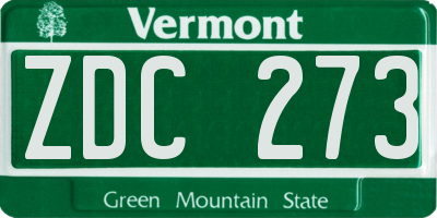 VT license plate ZDC273