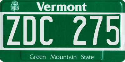 VT license plate ZDC275