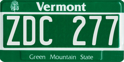 VT license plate ZDC277