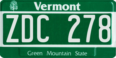 VT license plate ZDC278