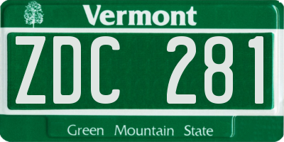 VT license plate ZDC281