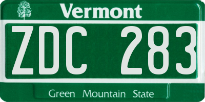 VT license plate ZDC283