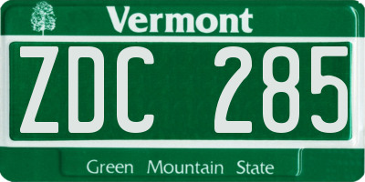 VT license plate ZDC285