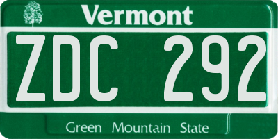VT license plate ZDC292