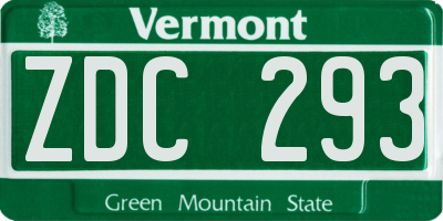 VT license plate ZDC293