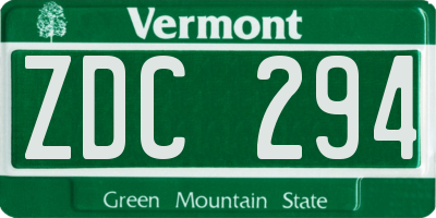 VT license plate ZDC294