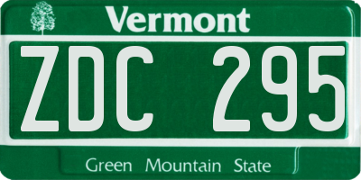 VT license plate ZDC295