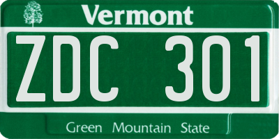VT license plate ZDC301