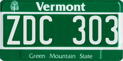VT license plate ZDC303