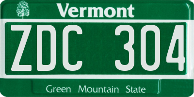VT license plate ZDC304