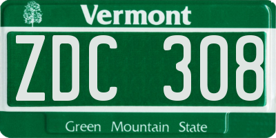 VT license plate ZDC308