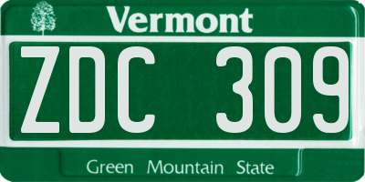 VT license plate ZDC309