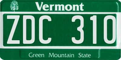 VT license plate ZDC310